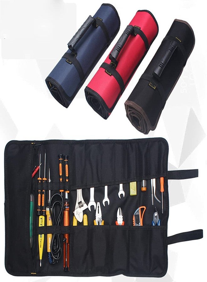 Mengshen Tool Bag,Electricians Mechanics Roll Portable Canvas Storage Bag,Thick and Wear-Resistant,UH01 Black - Image 5